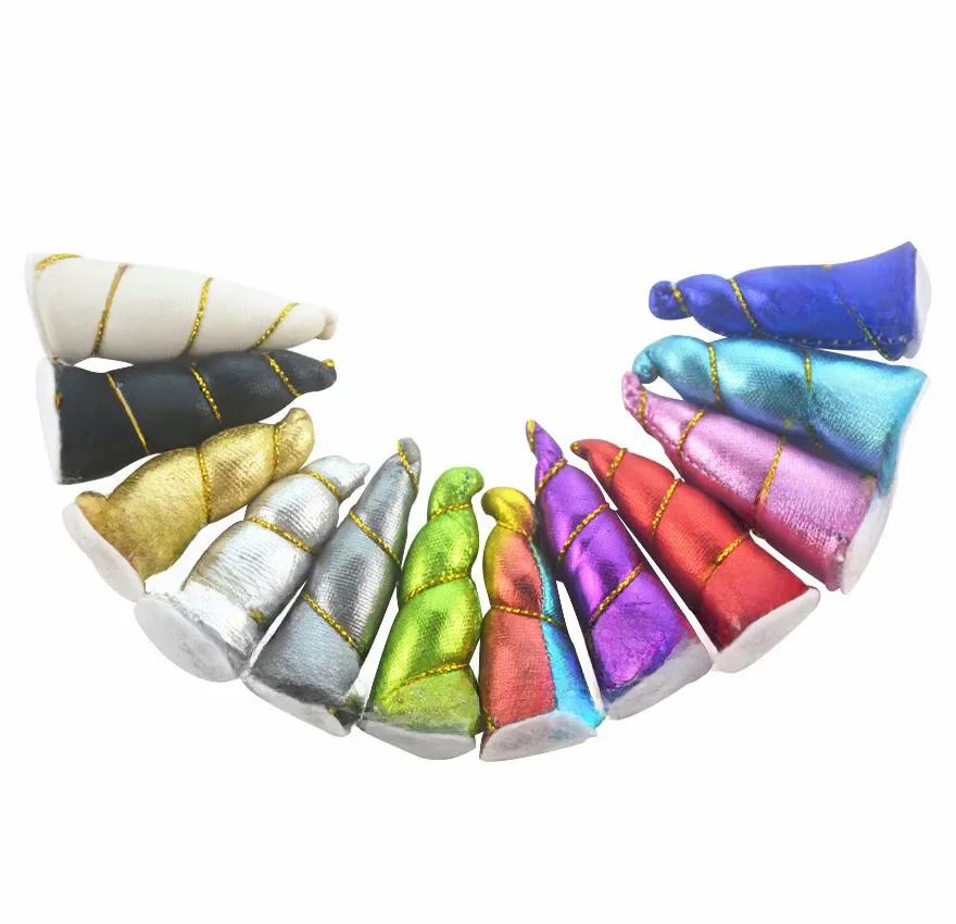 Nowy Mini 2 "dziewczyny DIY Glitter metalowe jednorożec bez z pałąkiem na głowę dla dzieci jednorożec róg peruki imprezowe akcesoria płaskie opakowanie 60 sztuk/partia — zdjęcie 2