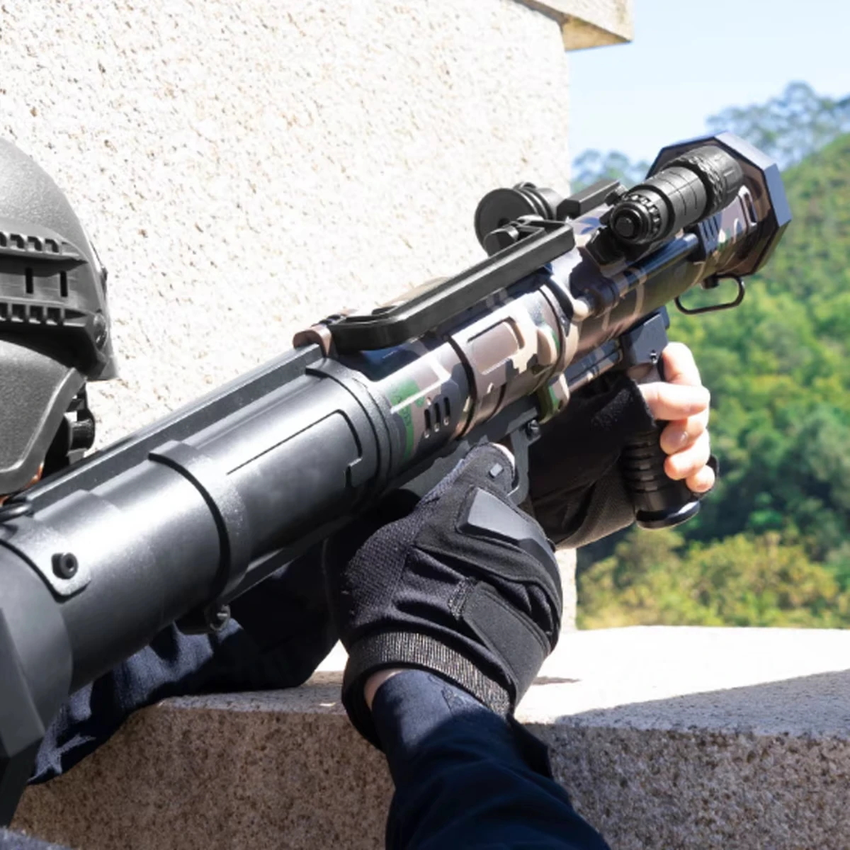 RPG Mortar Launcher Toy M79 Bazooka Manual Three Bursts Foam Soft Bullet Toys Gun With Flashlight Sight for CS Children Shooting