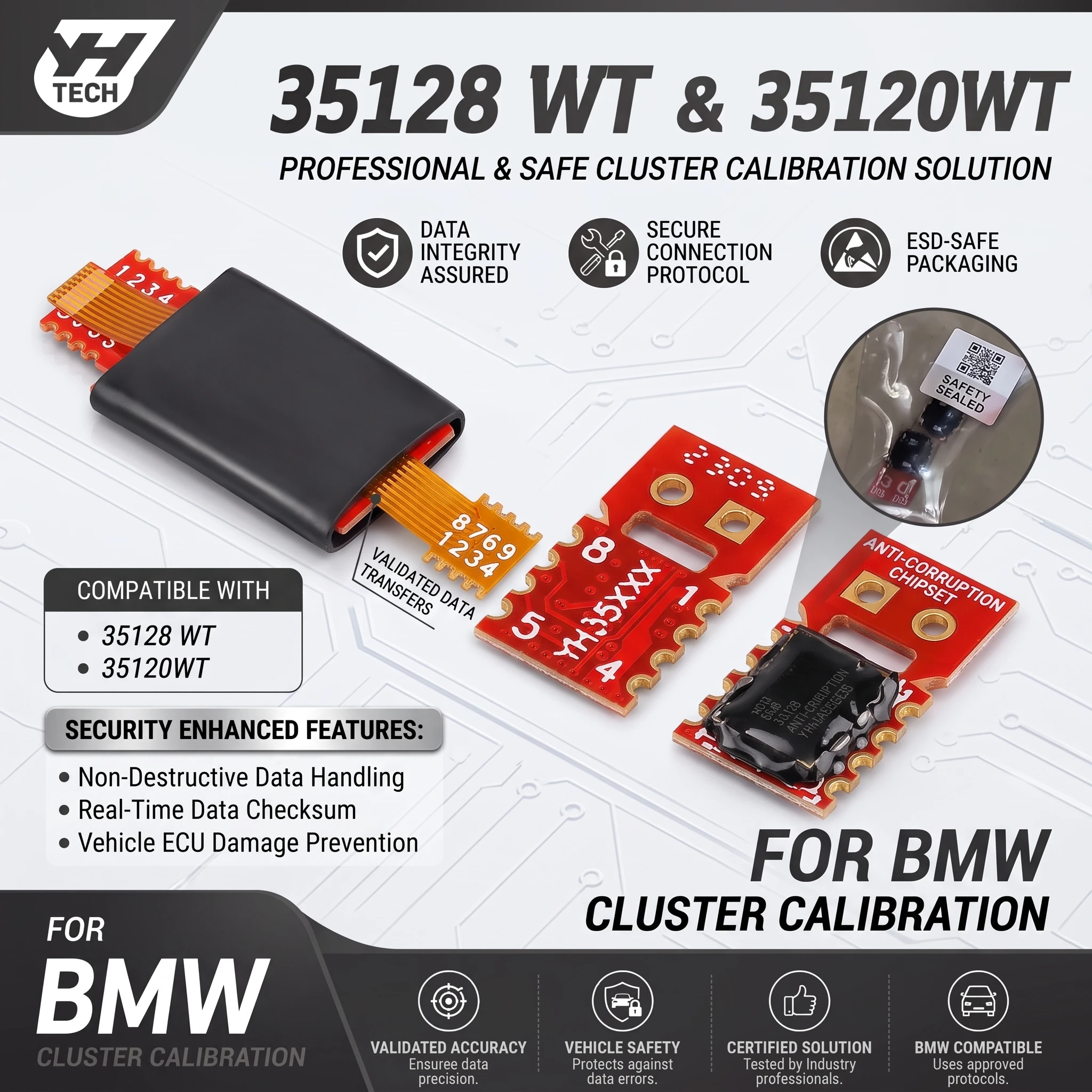 2026 Yanhua YH35XX Programmer for BMW 35160WT 35128WT Emulator Chip Dashboard Mileage Correction Odometer Reset EEPROM Eraser
