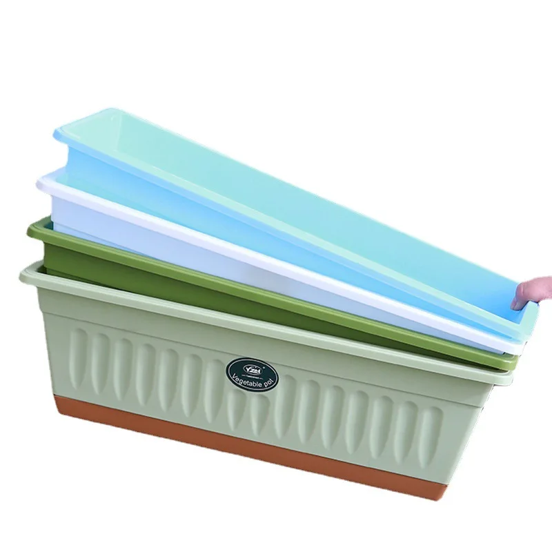 Window Box Planter Planting Pots Large Plastic Flowerpot With Tray And Drainage For Outdoor Indoor Balcony Kitchen Office