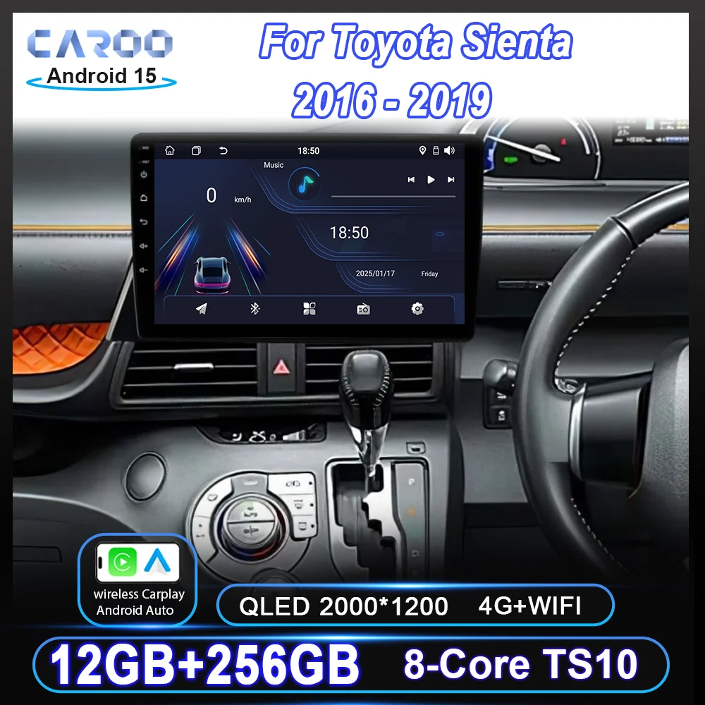 Android 15 carro dvd para toyota sienta 2016 -2019 rádio automático estéreo navegação gps multimidia player sem tela de toque 2din wifi 4g