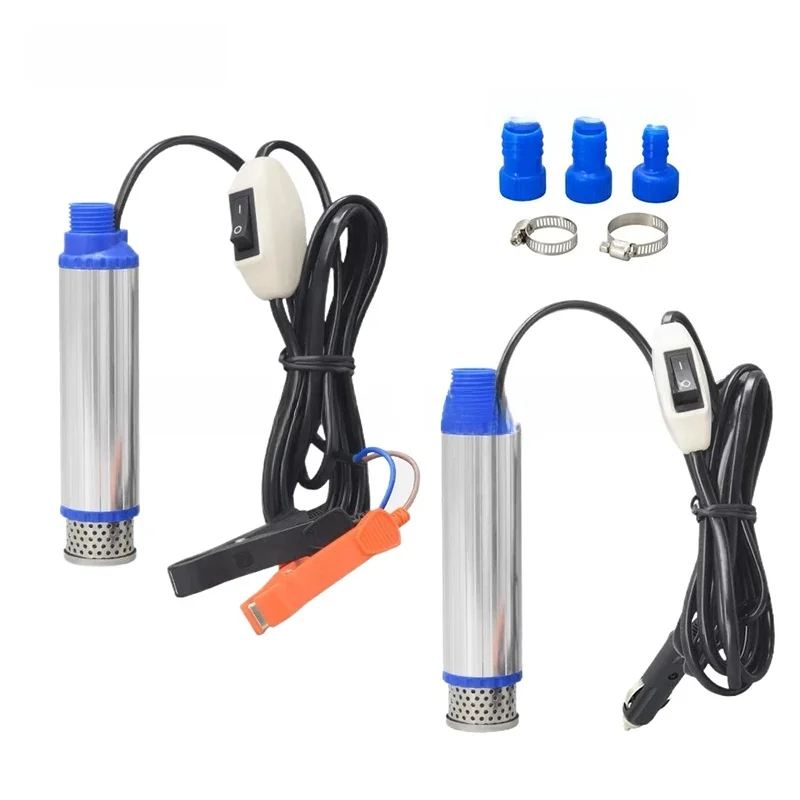 Przenośna pompa elektryczna pompa głębinowa pompująca samochód olej napędowy woda pompa do przenoszenia wina Camping pompa wędkarska 12V24V 100/180/260W — zdjęcie 2