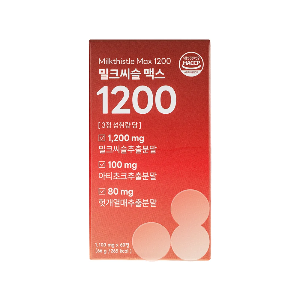 [Dameulsurok] Milk Thistle Max 1200 / 1,100mg x 60 tablets / High content Silymarin for Liver Health (1box)