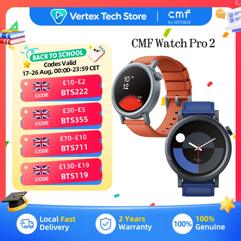 CMF by Nothing Watch Pro 2 Smartwatch with 1.32’’ AMOLED Display, 11 Days Battery Life, Bluetooth Calls with AI Noise Reduction, GPS, Android iOS
