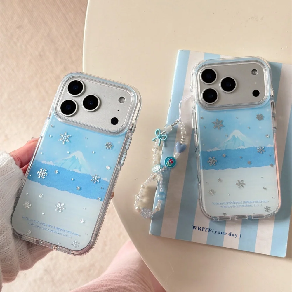 

Fresh snowflake glacier mobile phone case, suitable for iPhone 14/15/16/17 Pro Max, fresh and fashionable new protective case