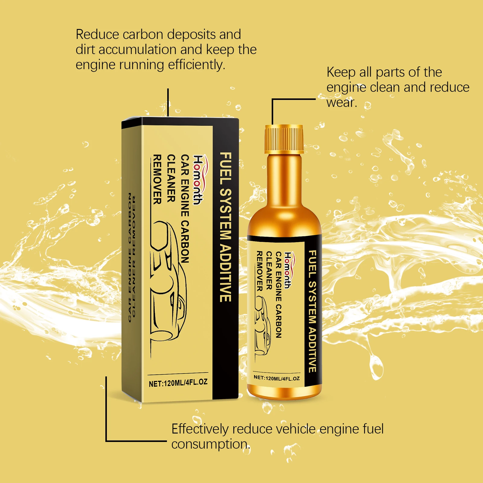 Homonth 120 مللي محرك السيارة المحول الحفاز الأنظف إزالة الكربون تنظيف مسرع الحد من الضوضاء محرك السيارة دفعة الأنظف