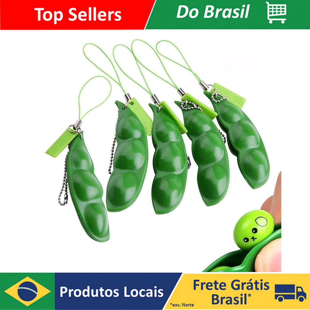 Llavero Ervilha Fofo Mini Edamame feijao De Soja Vagem Verde apertura Fidget Espremer Anti Ansiedade Alívio Estresse