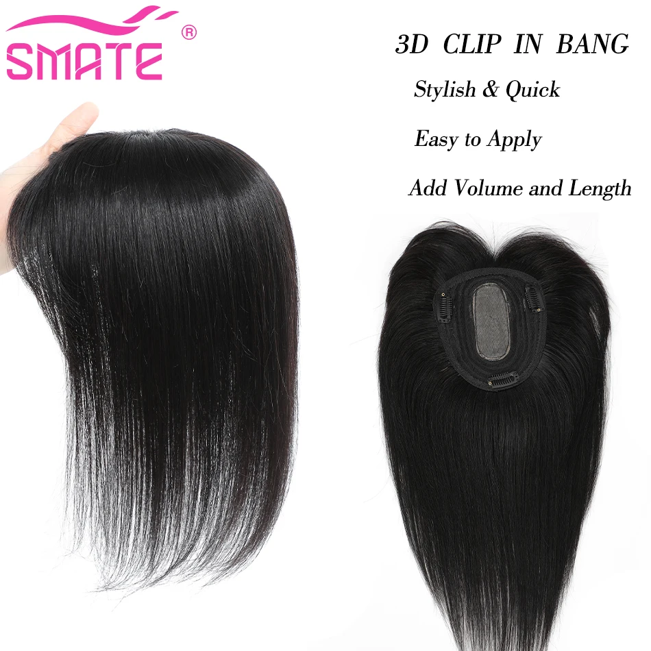 SMATE 12*13CM Human Hair Toppers With 3 Clip For Fashion Women Human Hair 100% Real Remy Human Hair  Nature Black Human Hair