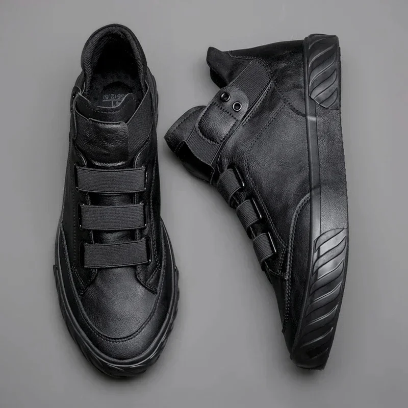 2024 Nowe męskie skórzane buty Koreański trend Wygodne mokasyny męskie Buty brytyjskie Moda męska Wysokie trampki Nowe mokasyny męskie — zdjęcie 2