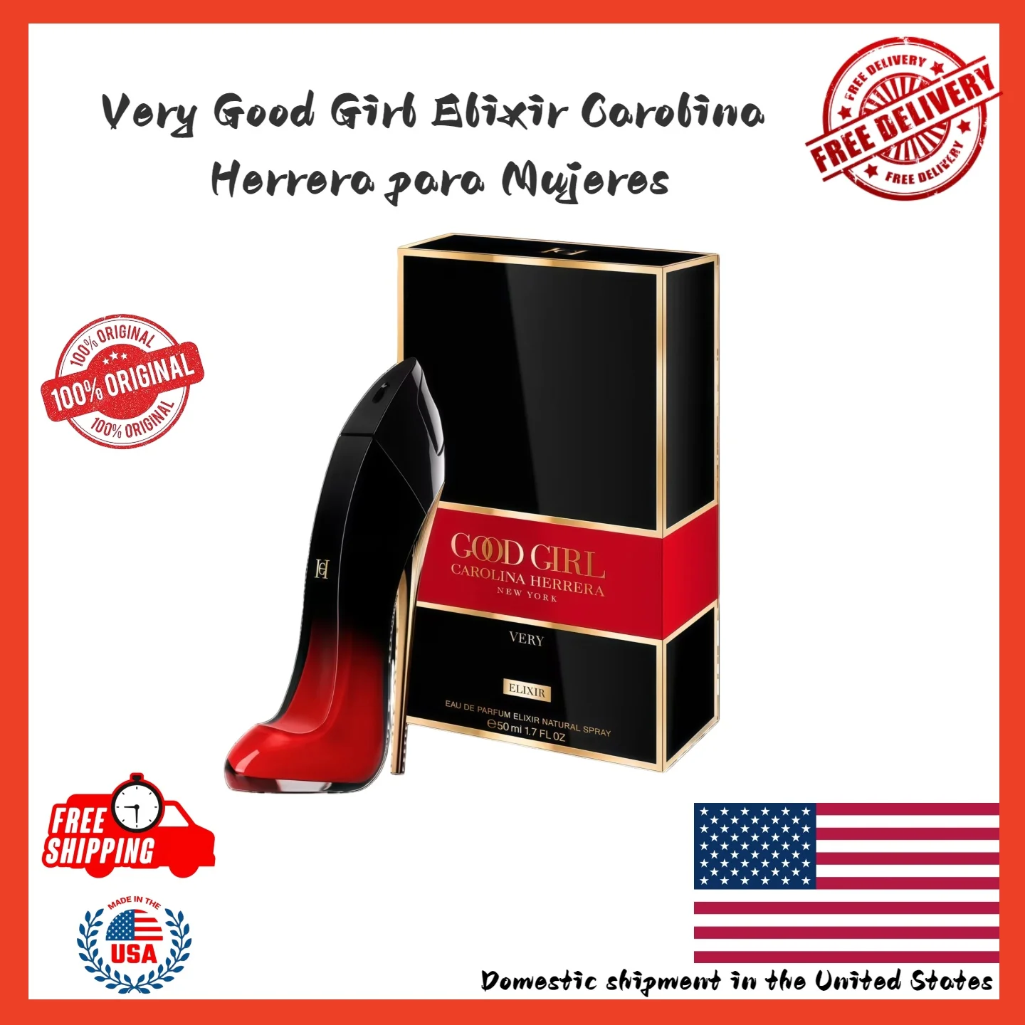 Very Good Girl Elixir by Carolina Herrera Eau De Parfum Spray 2.7 oz for Women birthday or Valentine's Day gift