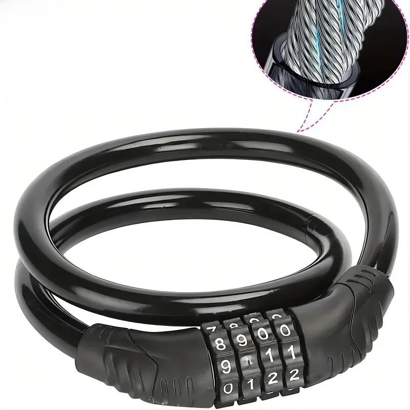 AliExpress NONE ZHUOHUA Bike Lock Cable,Bike Locks Heavy Duty Anti Theft,Security 4 Digit Resettable Combination Portable Code for Bicycle
