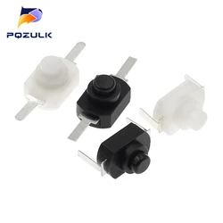 10PCS 1288BM Push Button Switch Black White Flashlight Switches Bent Feet Flat Foot 1288 BM 16340 1208YD ON-OFF