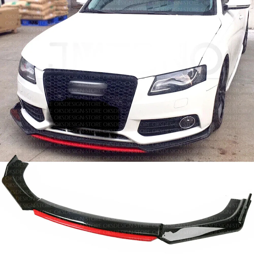 

For Audi A3 A4 A5 Front Bumper Lip Splitter Spoiler Body Kit Glossy Black + Red