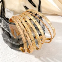 7 Pcs/Set Punk Gold Color Bracelets for Women Streetwear Goth Heart Prints Metal Design Open Bangle Fashion Jewelry Gifts - Image 2