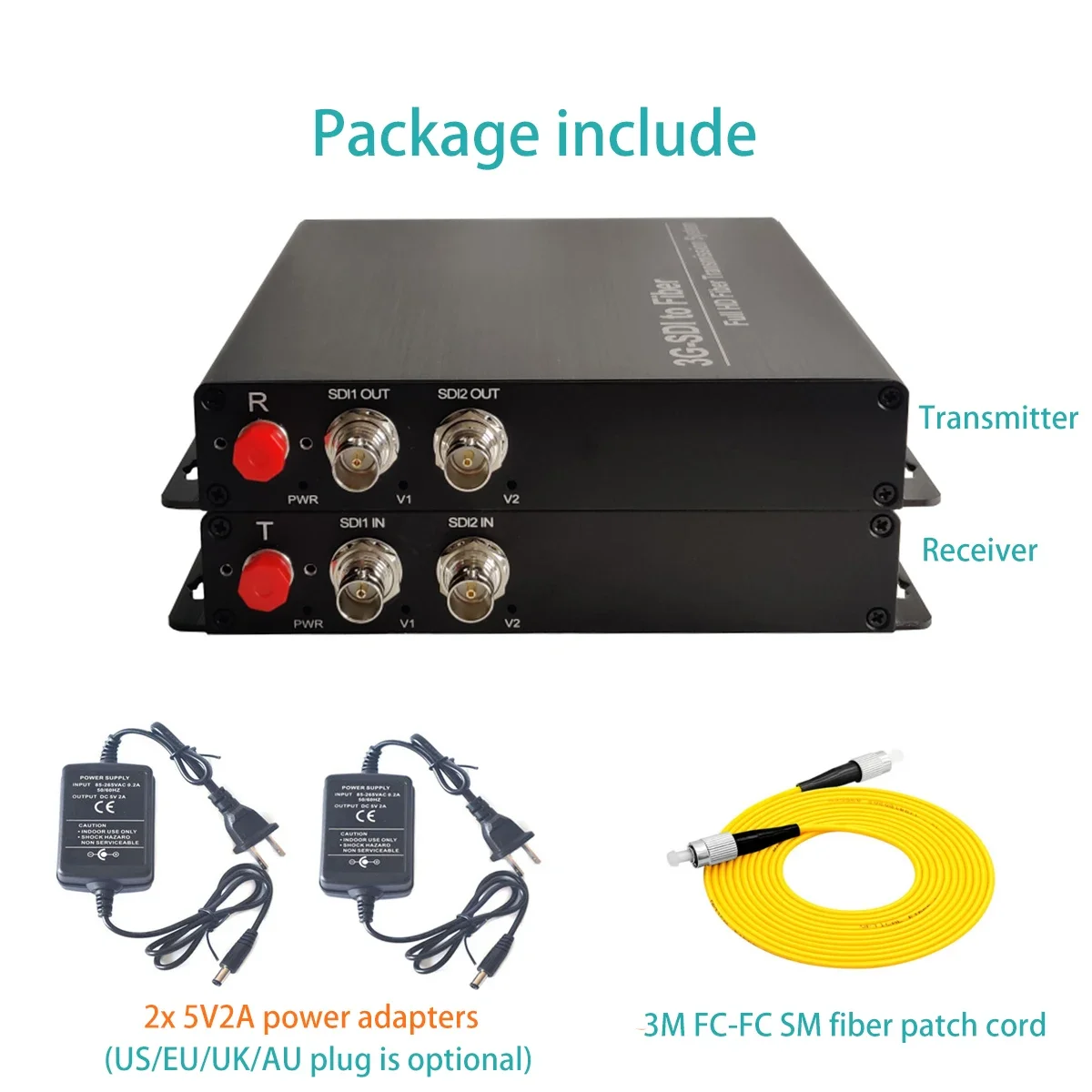 

lc fiber 20km 2 Channels forward Video 3g-sdi fiber optical transmitter and receiver converter extender