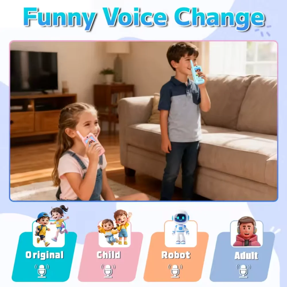 Kids Two Way Radio Video Walkie Talkies 2 Pack, USB Rechargeable Children Intercom with Camera Screen, Long Range Video Calling Toy for Outdoor Parent-child Game Boys Girls view 2