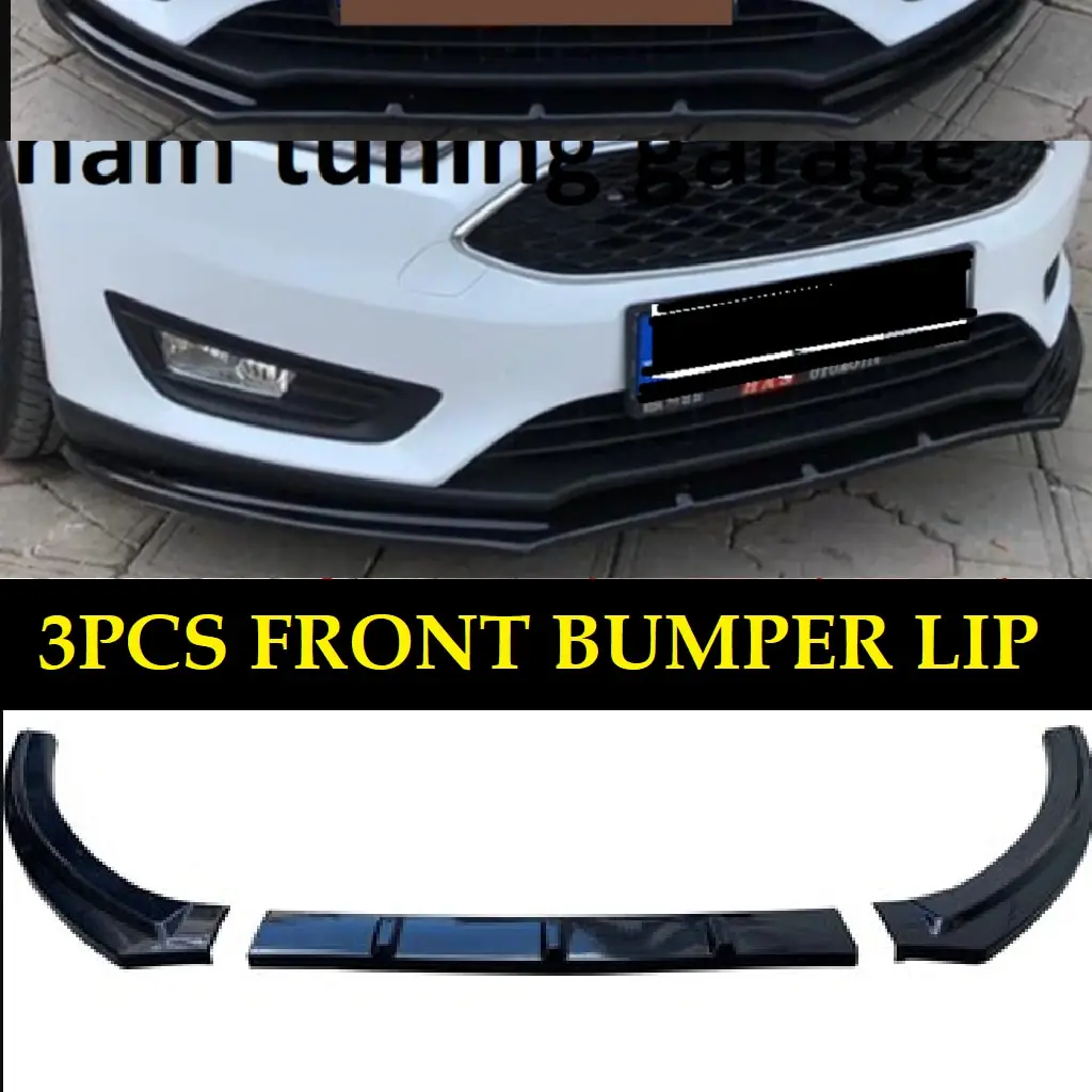 For Ford Focus MK3 MK3.5 Front Bumper Lip Body Kit Spoiler Splitter Diffuser 3pcs High Quality ABS Plastic Professional