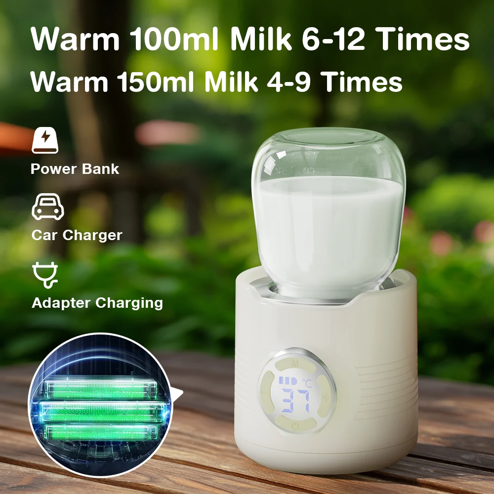 Calentador de biberones portátil MAMIJOY N38, pantalla LED ajustable de 4 engranajes, previene quemaduras en seco, interfaz tpye-c para biberones de varias marcas