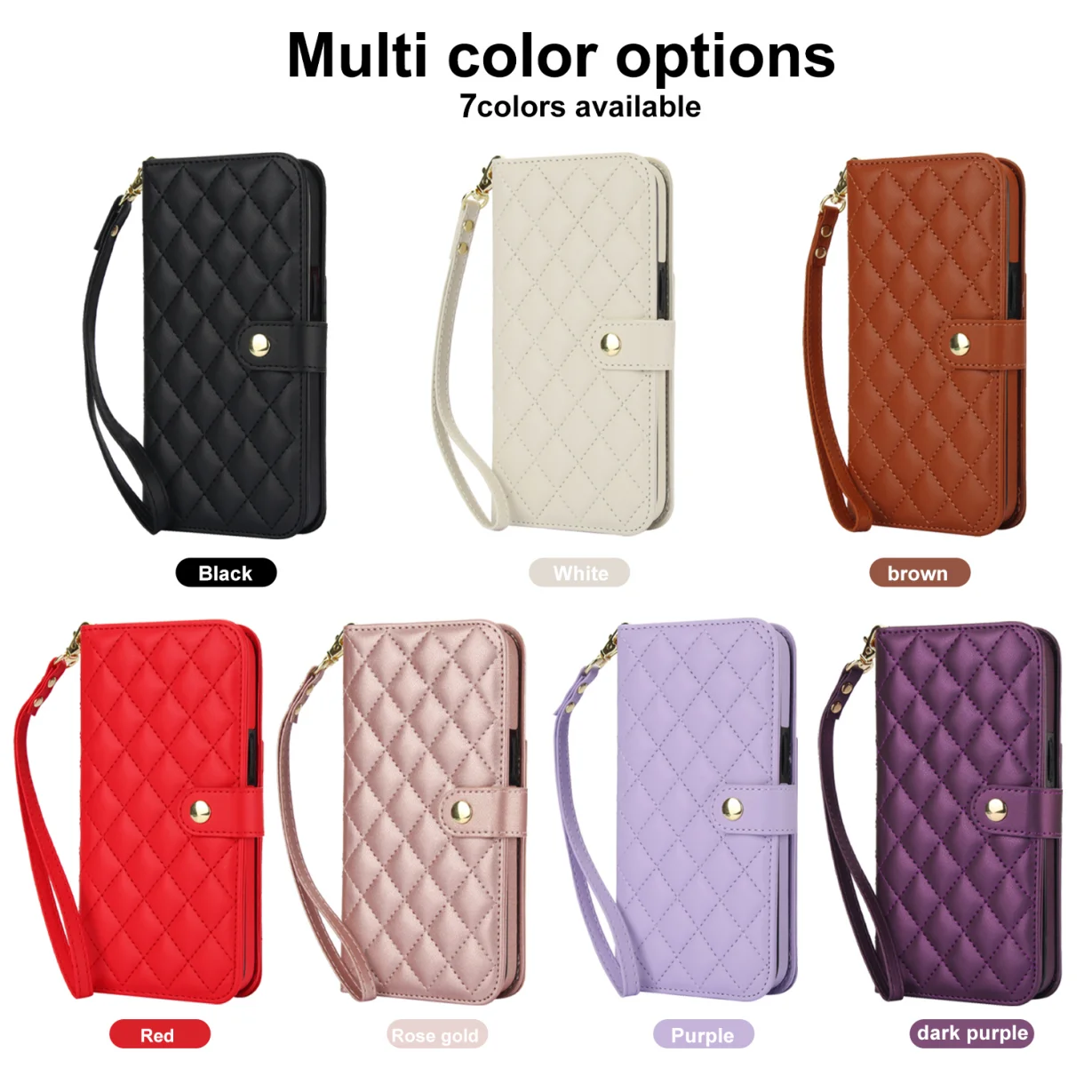 

For iPhone 16 Pro Max 15 14 Plus 13 12 Case Deluxe Card Slot Phone Case Wallet Strap Crossbody Screen Protect Lanyard Charm