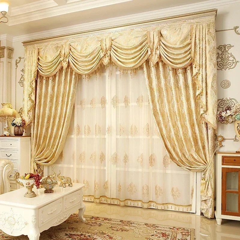 Europäische Art Luxus golden rot heiß Stempel muster Jacquard Vorhänge für Wohnzimmer Esszimmer