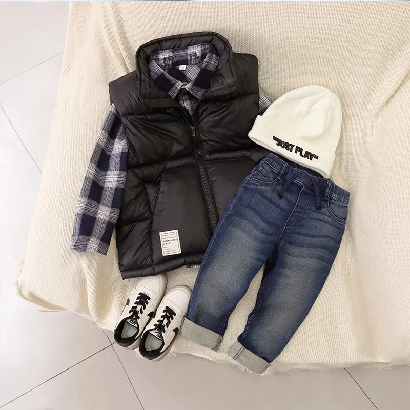 Inverno leggero bambino e ragazze ragazzi cotone foderato dolcevita Zip gilet giacche bambino gilet scuola bambini Outfit top 3-14 anni