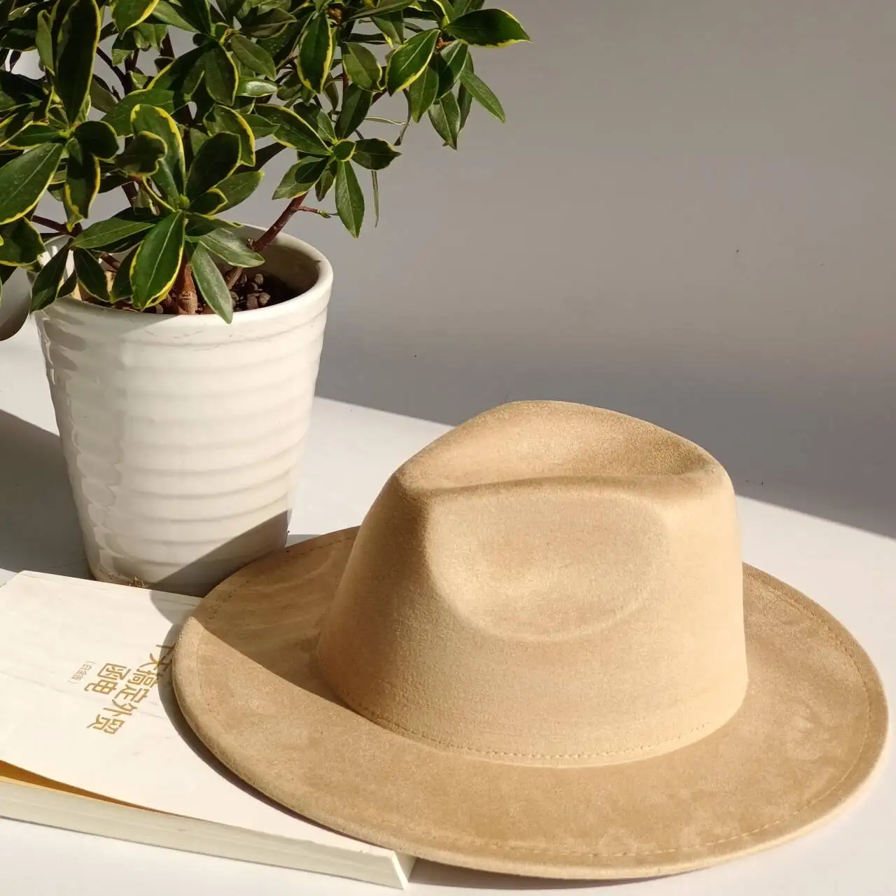 

Plain Vegan Suede Fedora Hat7CM – Wide Brim Rancher Style with Adjustable Drawstring Fit woman hat