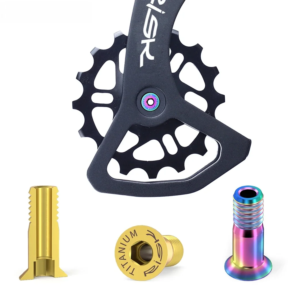 AliExpress RISK Titanium Alloy Shift Rear Derailleur Pulley Jockey Wheel Fixing Bolts Screws 2pcs/M5*14.2mm for Road Mountain Bike Bicycle