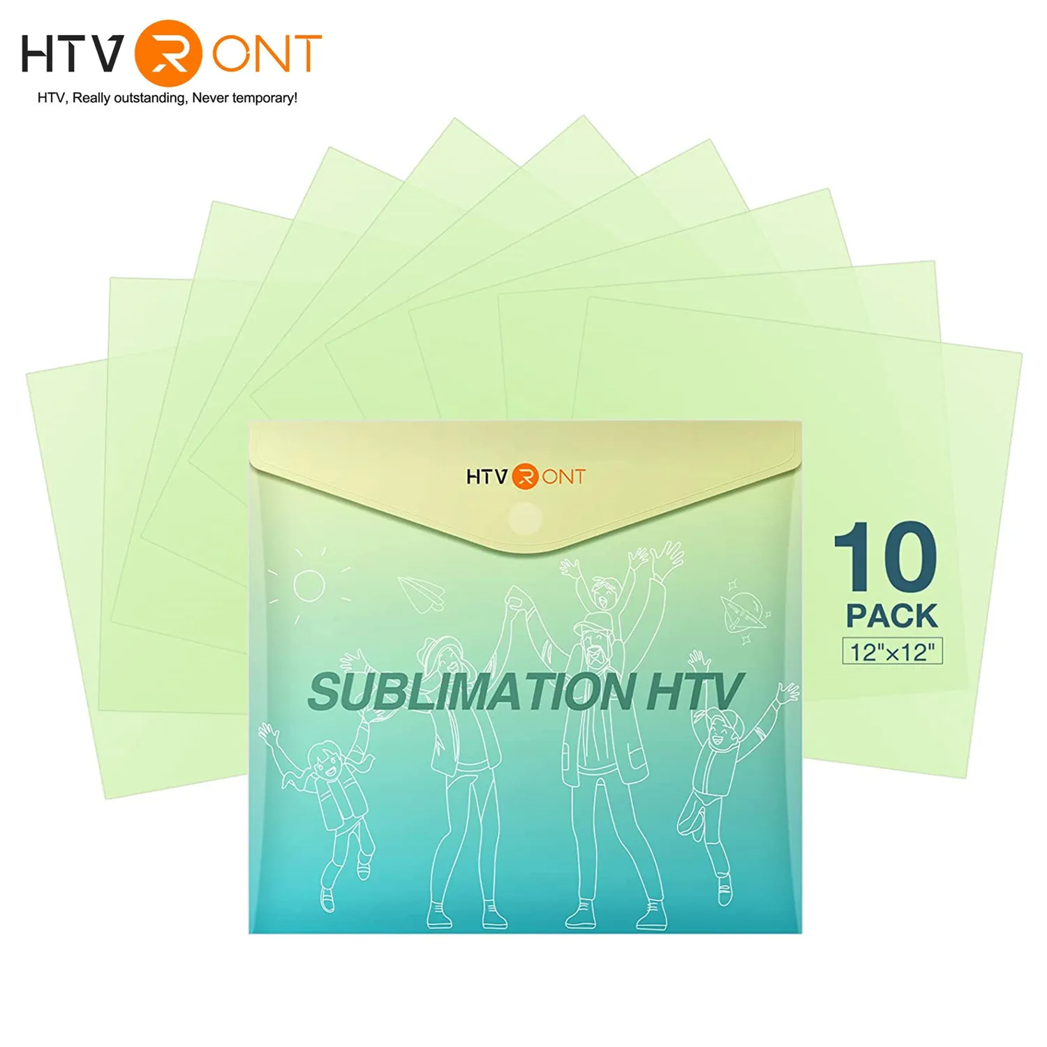 

HTVRONT 10 Pack 12"X12'' Clear Sublimation HTV Vinyl for Light-Colored Shirt Cotton Fabric Dye Sub Sublimate Heat Transfer Vinyl