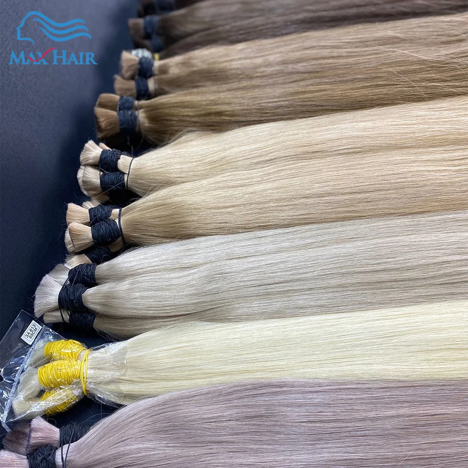 613 Straight Human Hair No Weft 100% Virgin Bundles Highlight Original Bulk Extensions Russian Natural Unprocessed Blonde Hair