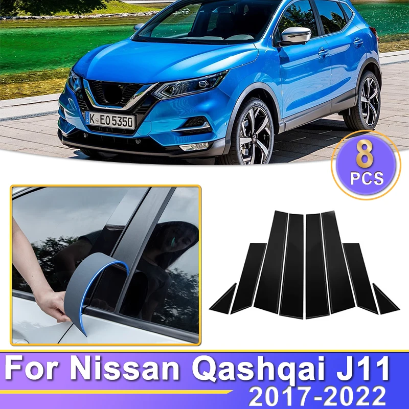 

Наклейка на среднюю стойку для Nissan Qashqai Rogue Sport J11 2017~2022, черная, для окон, дверей, стоек B и C, для стоек, накладок