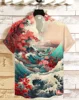 Hawaiian Men's Linen Shirt with Abstract Patchwork Art Print