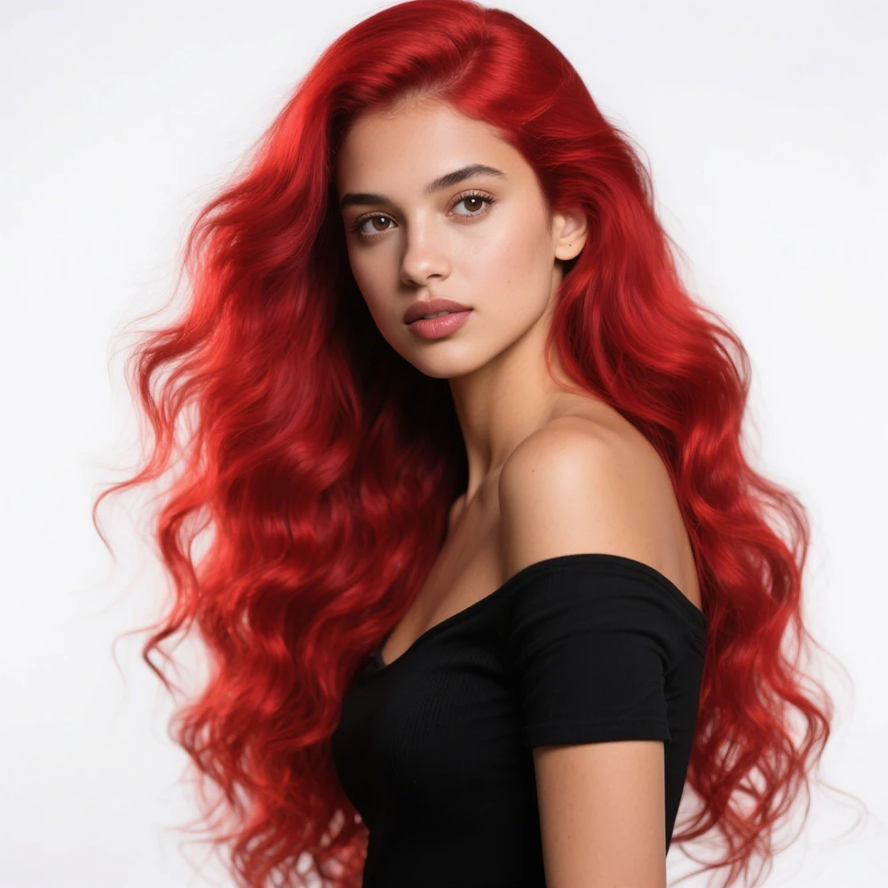 

13x6 Парик из объемных волн Красный цвет Парик из 100% человеческих волос 13x4 Прозрачный парик фронтальной части шнурка Предварительно выщипанный с детскими волосами для женщин