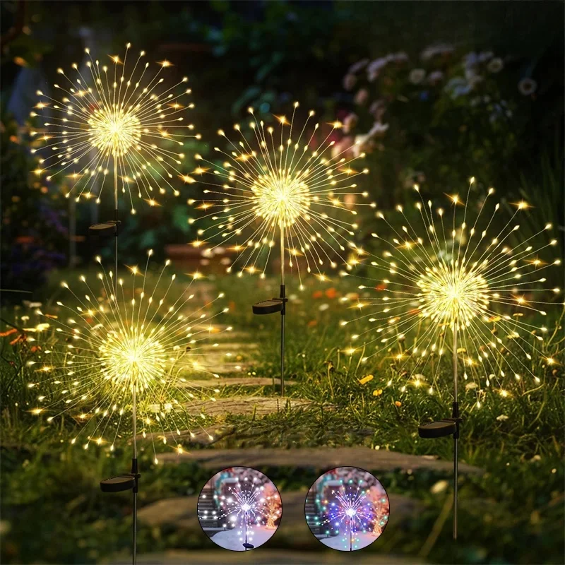 Solar Firework Light 90-200LED Outdoor Garden Decor Waterproof Auto On/Off Energy Saving Easy Installation Party Wedding Decor