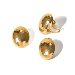 JewelryPoster Large Oval Geometric Stainless Steel Gold 18K Plated Waterproof Fashion Charm Stud Earrings Ring Jewelry for Women
