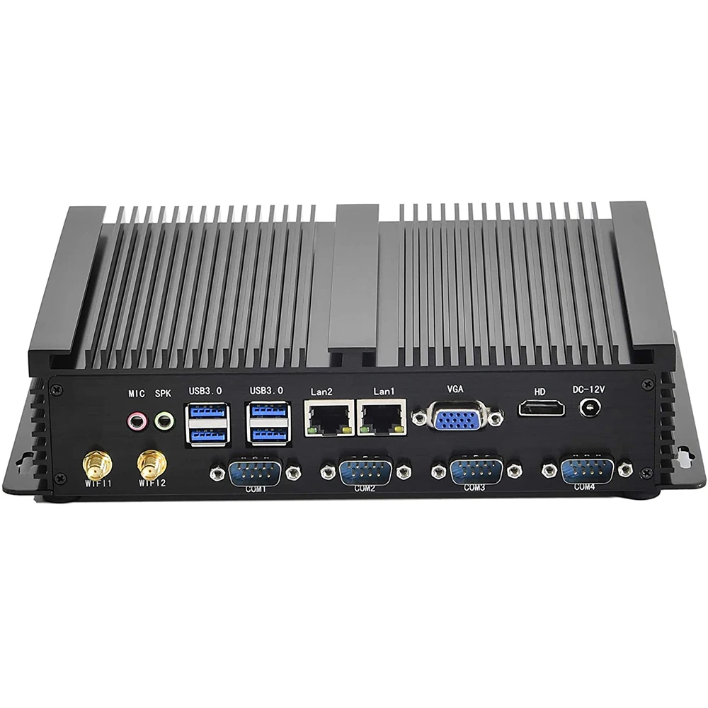 Mini PC senza ventola Windows XP/7/8/10 Intel Core i5 3317U 1007U 2 * LAN 4 * RS232 COM PC industriale Computer robusto 300M WiFi HDMI + VGA