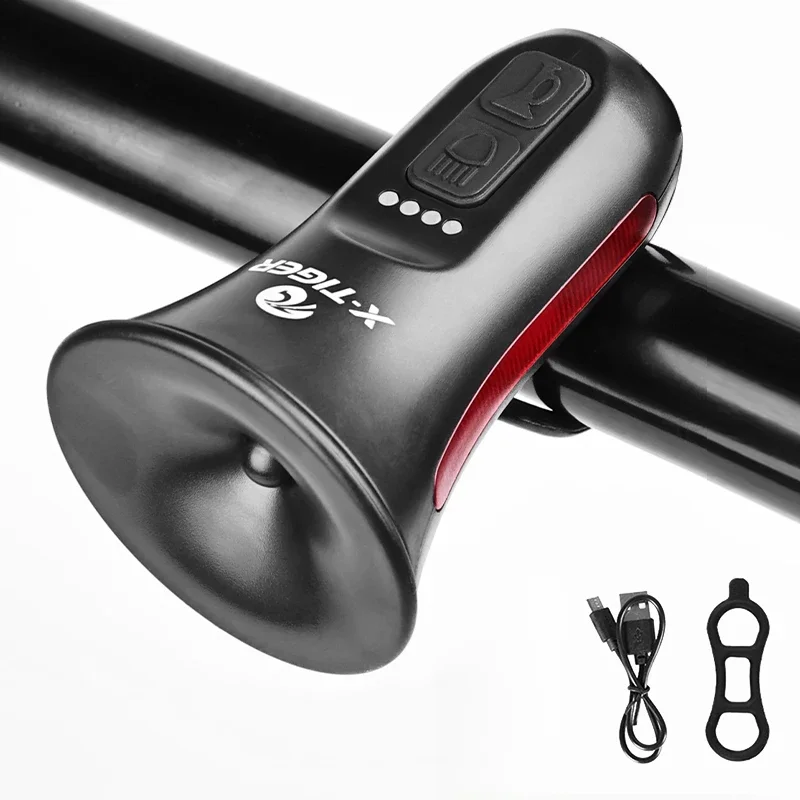AliExpress NONE X-TIGER Electronic bicycle horn Lighted warning and siren integrated Battery life of 6 hours Suitable for road and mountainbikes