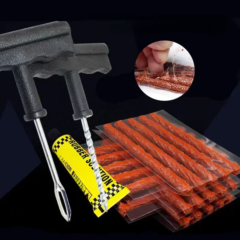 AliExpress Car Tire Repair Tool Kits Tubeless Tire Punctures Stud Sets with Rubber Strips Motorcycle Bicycle