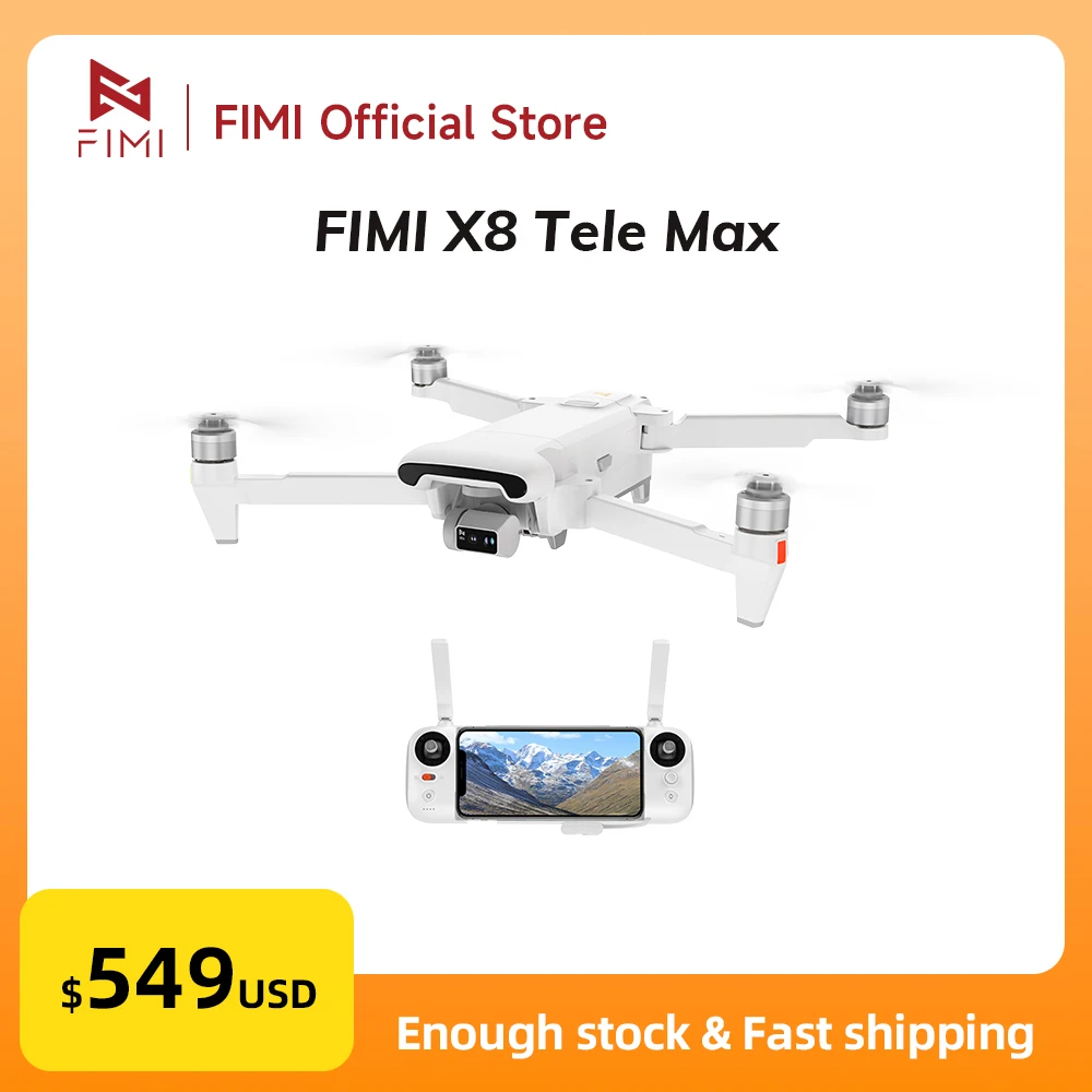 FIMI X8 Tele Max Drone New Generation RokLink 5.0 20KM Digital Video Transmission System 1/2-inch CMOS Wide-Angle Tele Camera