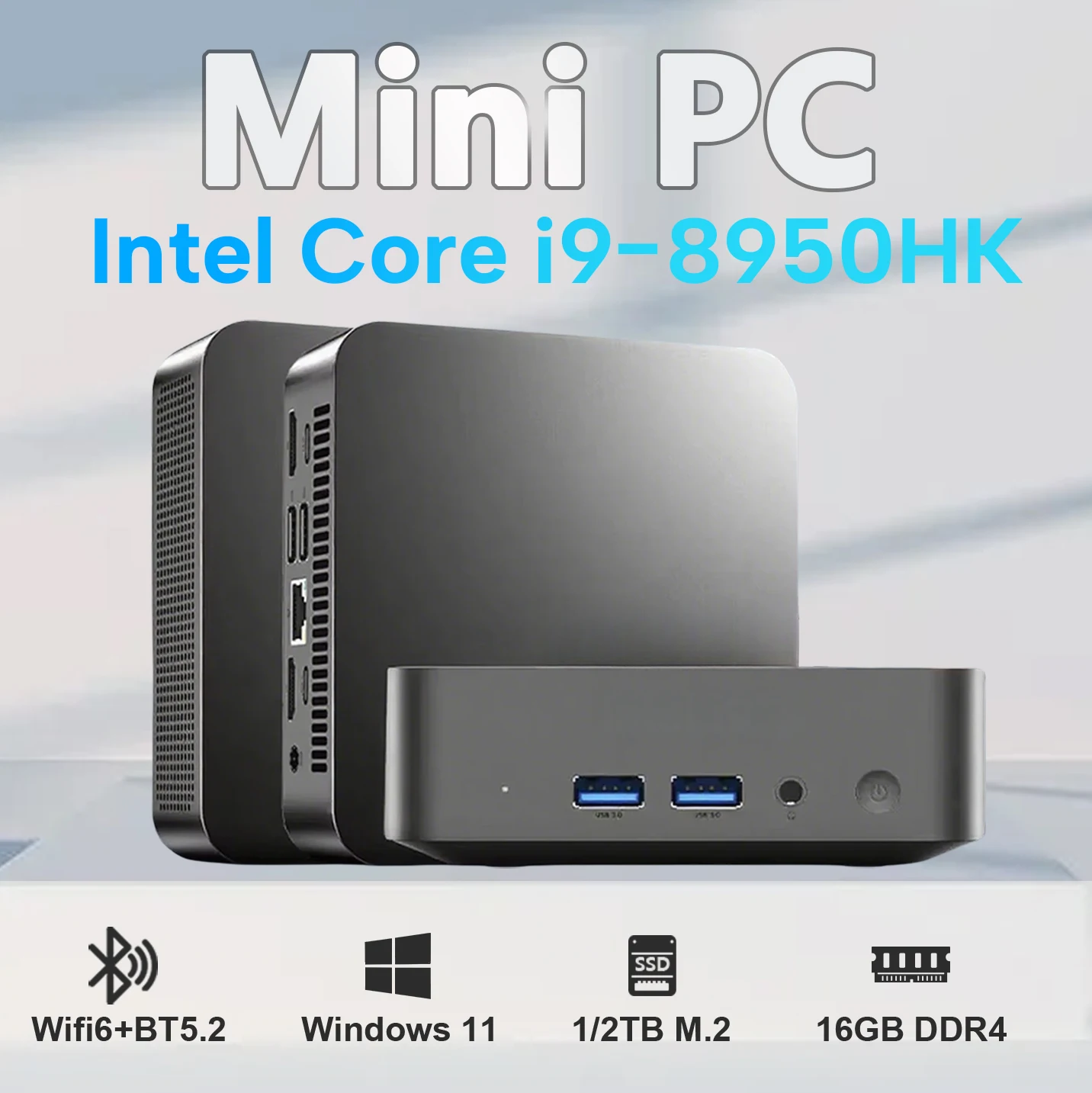 Mini computer 4K HD Intel Core i9 8950HK 16GB DDR4 1/2TB SSD PC Windows 11 UHD Grafica Pocket PC 4K HD Mini Gaming Pc Desktop