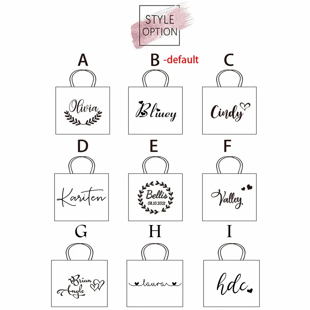 Personalized Name Reusable Shopping Bag for Women, Casual Beach Bag, Custom Bridesmaid Gift, Holiday Gifts, Wedding Printed Bag