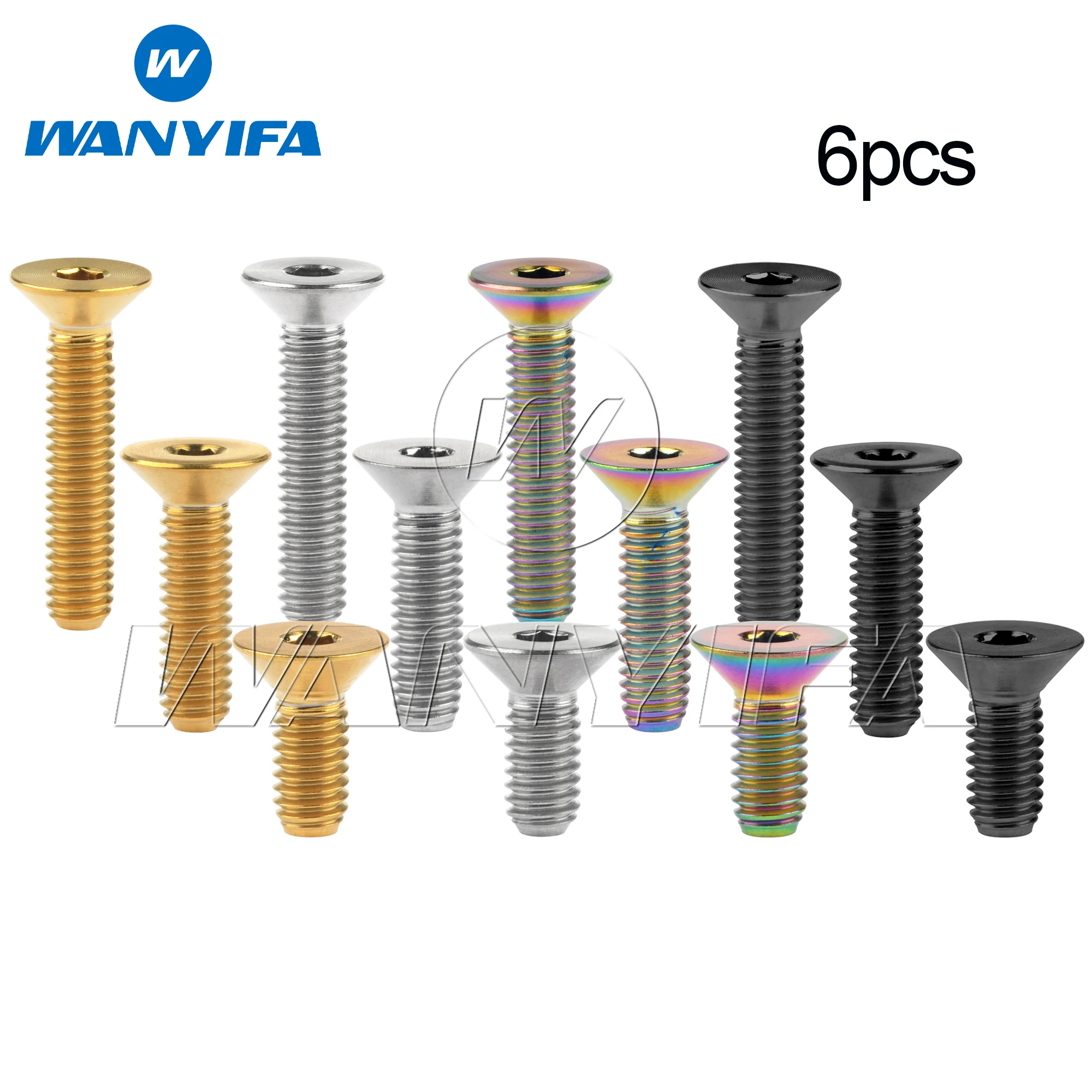 

Wanyifa 6pcs Titanium Bolt M4x8 10 12 15 20mm Flat Countersunk Hex Head Screws for Bicycle Motorcycle Ti Alloy Fasteners