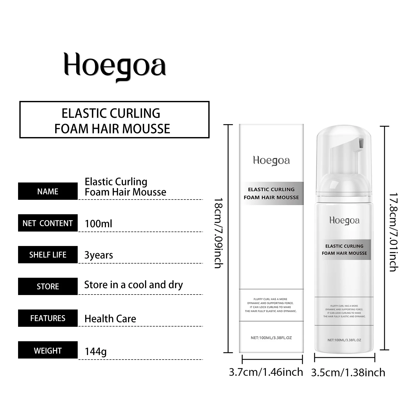 Hoegoa 100 مللي تجعيد الشعر تصفيف الشعر موس حواف التحكم زيادة مرونة الشعر رقيق إصلاح المجعد رغوة الشعر موس للتصفيف