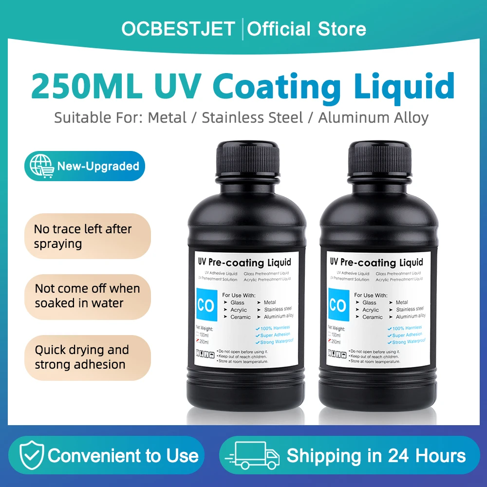

250ML UV Pre-Coating Primer For UV Flatbed Printer Curing Ink For Printing On Glass Ceramic and Acrylic Metal UV Coating Liquid