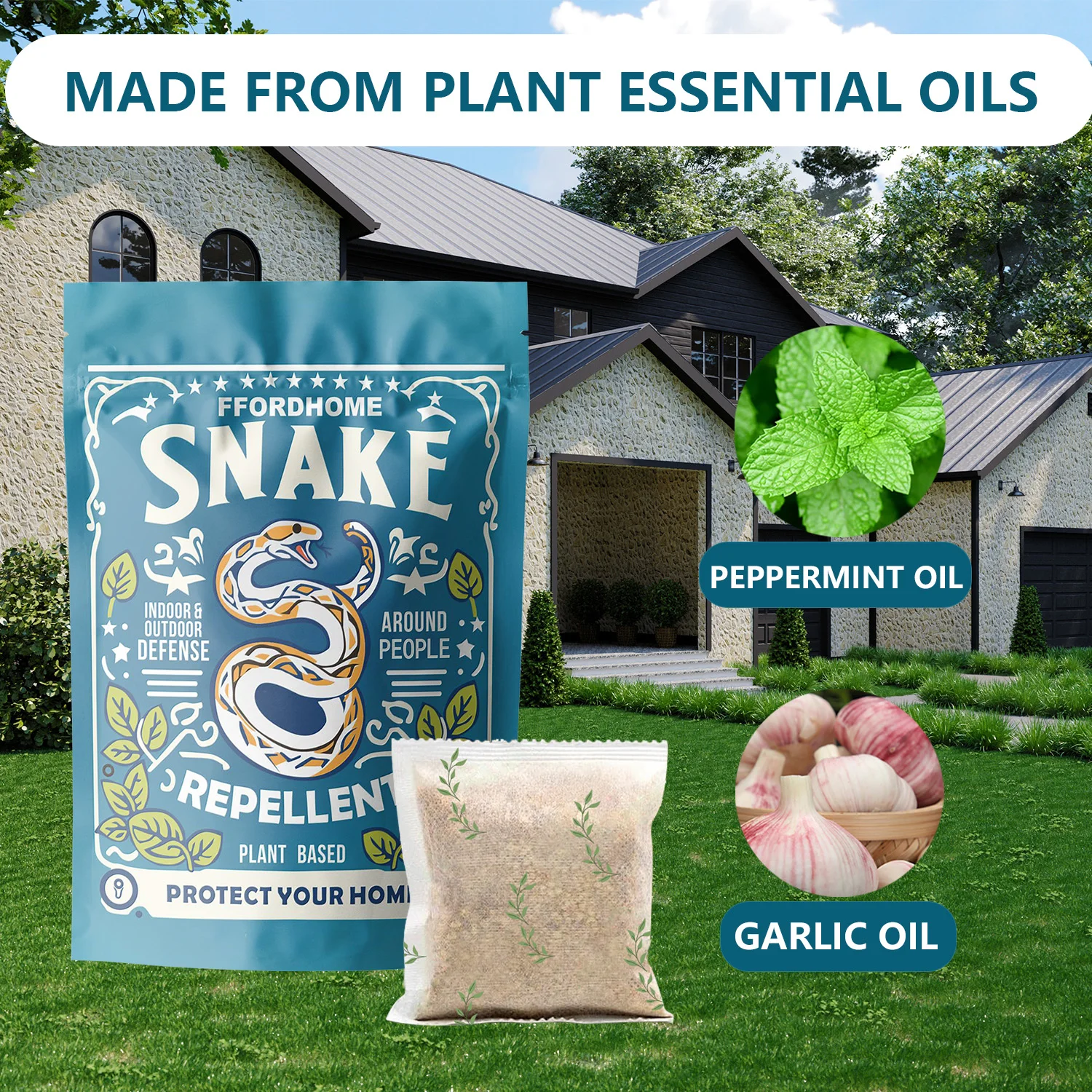 Snake Repellent for Yard, Snake Away Repellent for Outdoors, Pet Safe Snakes Repellant, Garden Snake Deterrent, Keep Snakes Out of Backyard, Garage, House-20 Pouches