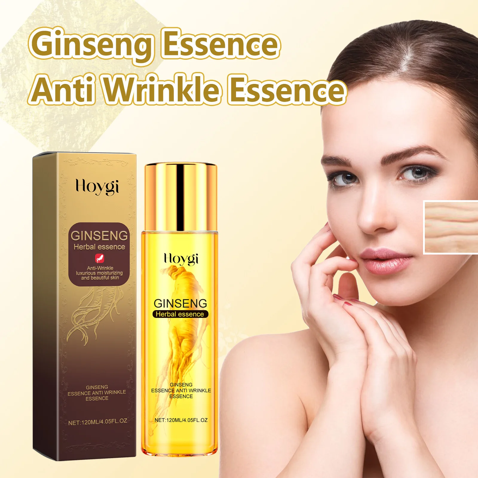 Hoygi 120ml Ginseng Anti Wrinkles Face Serum Fade Fine Lines Repair Face Dullness Hydration Brighten Moisturizing Facial Serum