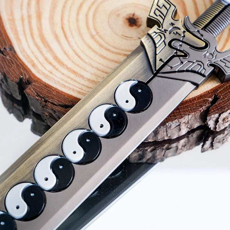 8.66in Tai Chi Bagua zwaard Koude wapens Oude Vechtsport Rekwisieten Zwaarden Model Metalen Ambachten Desktop Ornamenten Jongen Speelgoed Geschenken