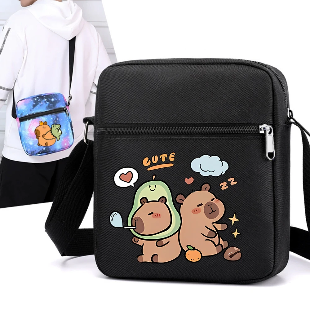 

Cute Capybara printed Crossbody bag large capacity men shoulder bag mobile phone bag portable outdoor storage Bag
