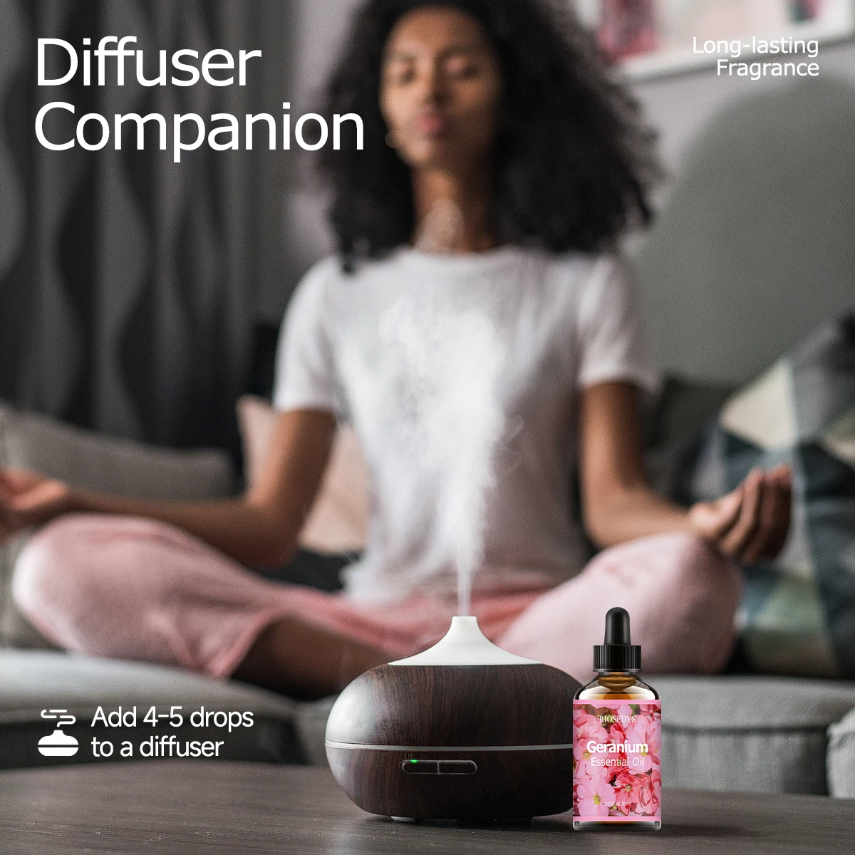 Geranium Essential Oil, Fresh Floral Fragrance Oil for Diffusers, DIY Crafts & Aromatherapy, Rosy and Green Aroma