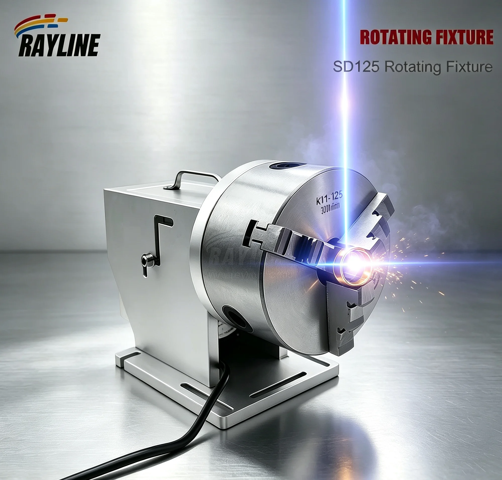 CNC Three Chuck Laser Marking Machine Rotary Axis for Fiber CO2 Laser Marking Machine Engraving Welding Dia.80/100/125mm