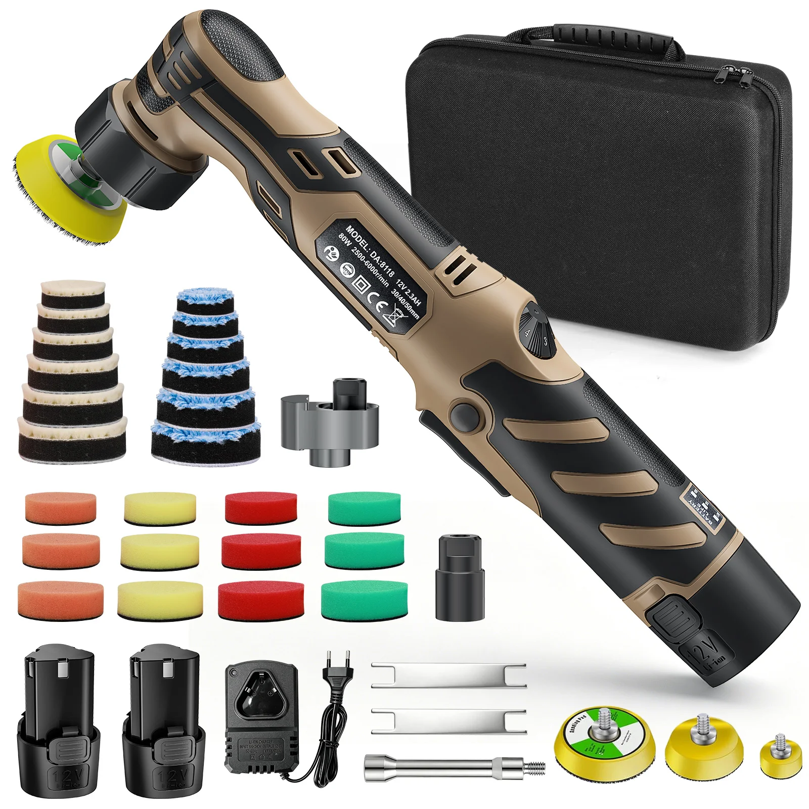 Kabelloser Mini-Autopolierer 12V Mikro-Wireless Kratzer-Entferner Auto-Poliermaschinen-Set zum Polieren und Schleifen